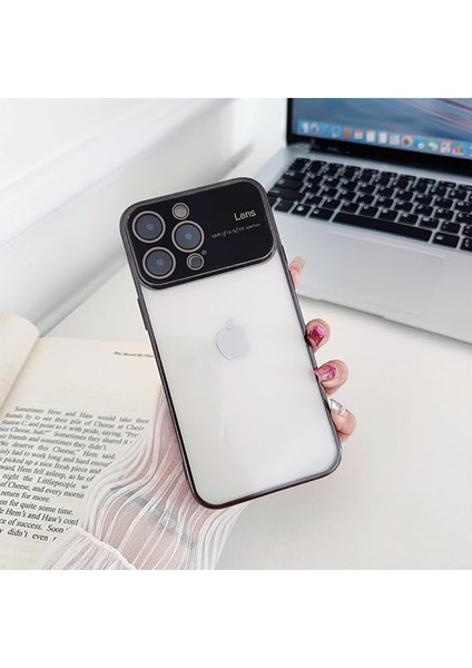Apple iPhone 15 Kamera Lens Korumalı Kenarı Renkli Luxury Şeffaf Kılıf Siyah