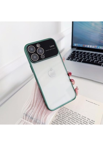 Apple iPhone 15 Kamera Lens Korumalı Kenarı Renkli Luxury Şeffaf Kılıf Yeşil