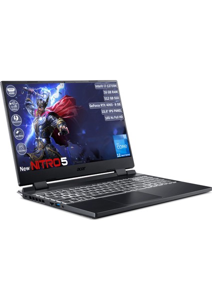 Nitro 5 AN515-58-79XA Intel Core I7 12700H 16 GB 512 GB SSD Rtx 4060 - 8 GB Freedos 15.6" Fhd Taşınabilir Bilgisayar NH.QM0EY.001