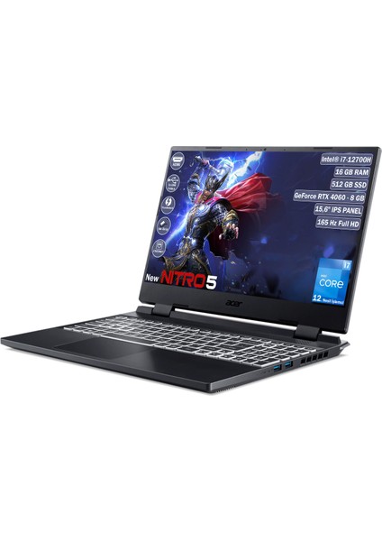 Nitro 5 AN515-58-79XA Intel Core I7 12700H 16 GB 512 GB SSD Rtx 4060 - 8 GB Freedos 15.6" Fhd Taşınabilir Bilgisayar NH.QM0EY.001