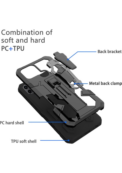 Infinix Smart 6 Tpu + Pc Telefon Kasası Kickstand Kemer Kupa Kapağı Araba Montaj Metal Sayfası (Yurt Dışından) indirimleri