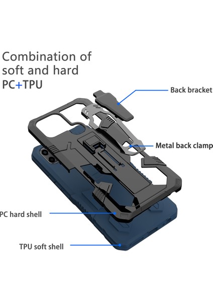 Infinix Smart 6 Tpu + Pc Telefon Kasası Kickstand Kemer Kupa Kapağı Araba Montaj Metal Sayfası (Yurt Dışından)