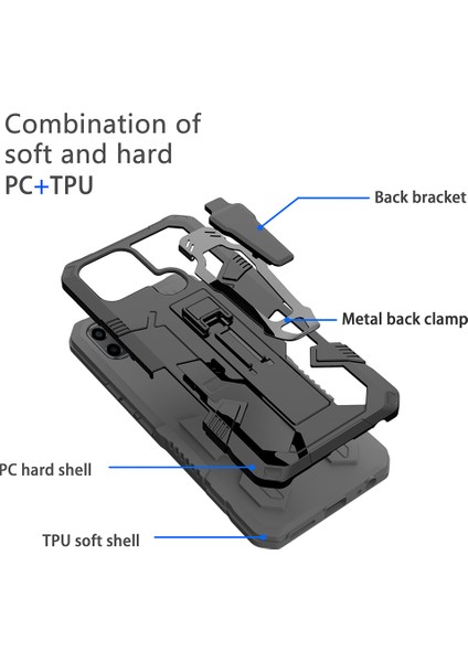 Infinix Smart 6 Tpu + Pc Telefon Kasası Kickstand Kemer Kupa Kapağı Araba Montaj Metal Sayfası (Yurt Dışından) indirimleri
