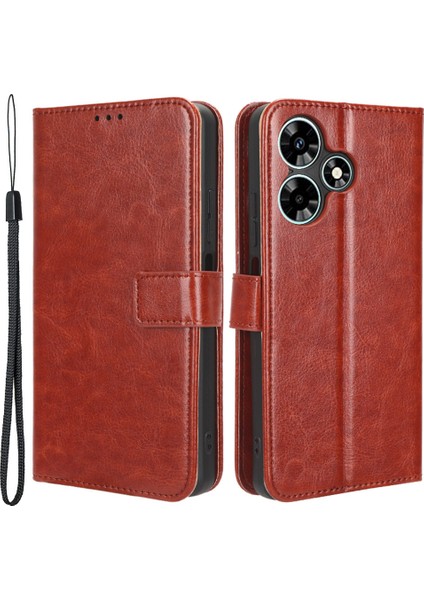 Infinix Hot 30 X6831 Pu Deri Çılgın At Dokusu Telefon Kasası Standı Özellik Flip Cüzdan Kapağı (Yurt Dışından)