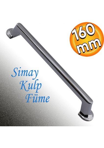 Simay Mobilya Mutfak Dolabı Çekmece Dolap Kapak Kulpu Düz Metal Kulp Kulbu Kulpu 160 mm Füme