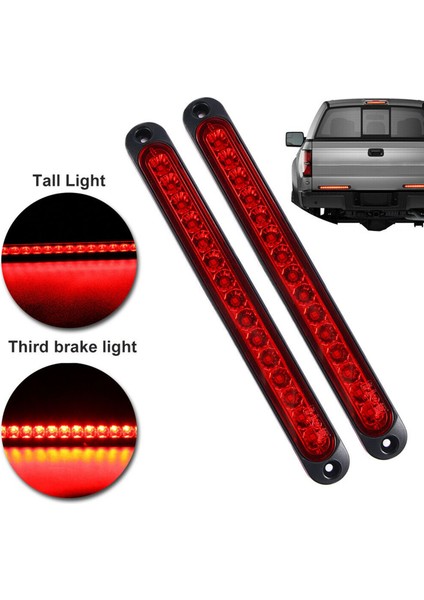 Adet 10 Inç 15 LED Römork Kamyon Rv Durdurma Kuyruk Arka Fren Dönüş Işık Çubuğu Durdurma Arka Yan Işaret Işıkları Su Geçirmez (Kırmızı) (Yurt Dışından)