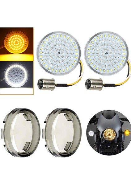 1157 Ön Dönüş Sinyali Ampul, Duman Lens Kapaklı, 2 Inç Led, 1986-2020 Beyaz/amber (Yurt Dışından)