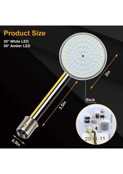 1157 Ön Dönüş Sinyali Ampul, Duman Lens Kapaklı, 2 Inç Led, 1986-2020 Beyaz/amber (Yurt Dışından)