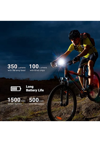 LED Bisiklet Işığı Süper Parlak USB Şarj Edilebilir Güçlü 4 Işık Modu Bisiklet Işığı Ipx5 Su Geçirmez (Yurt Dışından)