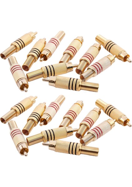 20 Adet Erkek Rca Fiş Ses Konektörü Metal Yay Adaptörü (Yurt Dışından)