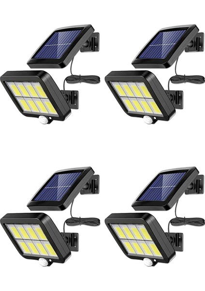 Adet 2000 Lümen 160 Güneş Enerjili Duvar Işıkları IP65 Su Geçirmez Kablolu Hareket Sensörü Güvenlik Projektör 360 Derece Ayarlanabilir (Yurt Dışından)