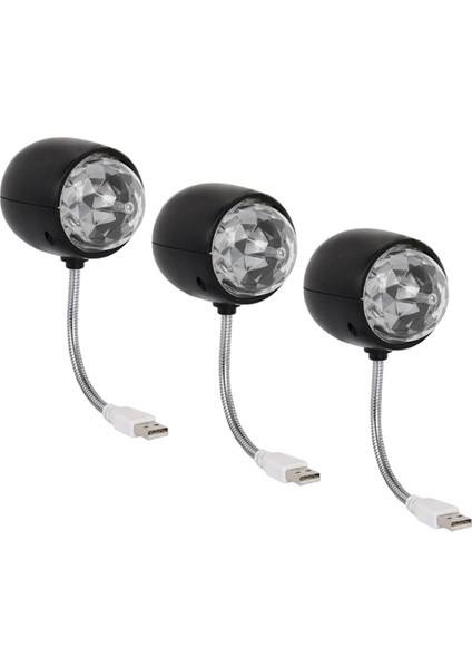 3x USB Disko Topu Lamba, Dönen Rgb Renkli LED Sahne Aydınlatma Parti Ampulü, 3W Kitap Işığı, USB ile Çalışan (Siyah) (Yurt Dışından)