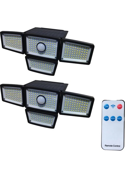 Adet Güneş Enerjili Dış Mekan Işıkları IP65 Su Geçirmez Hareket Sensörü Dış Mekan Işıkları 4 Kafa Güneş Sel Duvar Işıkları (Yurt Dışından)