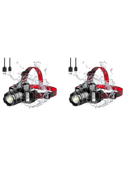 Yetişkinler Için 2x LED Kafa Işık Şarj Edilebilir Kafa Işık, Balıkçılık Için 360 ° Ayarlanabilir Açı Far El Feneri Hareket Sensörü (Yurt Dışından)