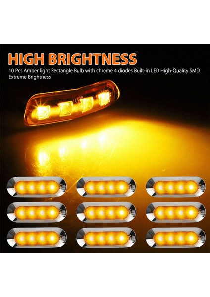 20X Amber LED Römork Kamyon Yan Işaret Işıkları 4led Gümrükleme Rv 12V-24V (Yurt Dışından)