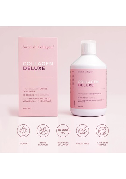 Collagen Deluxe 500 ml Hidrolize Balık Kolajeni Tip 1 & 3 Vitamin, Mineral, Hyaluronik Asit
