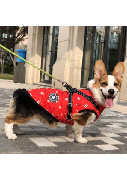Noel Köpek Su Geçirmez Yansıtıcı Pamuklu Ceket - Kırmızı (Yurt Dışından)