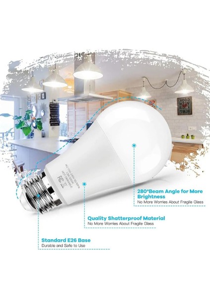 12 Watt LED Ampul Beyaz Renk 100 Watt Eşdeğerli, 10 Adet