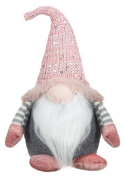 Pembe Gri Cüce Noel Dekor 25CM