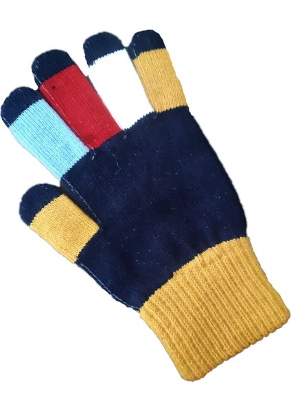 Kız Erkek Çocuk Triko Eldiven Kışlık Örgü Renkli Unisex