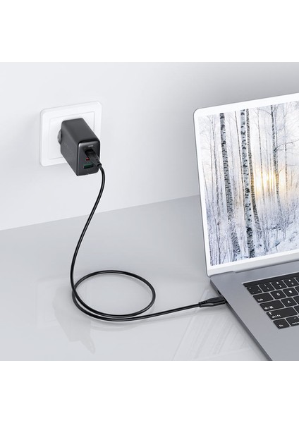 Duvar Şarj Cihazı Usb-C 65W + Usb-C 20W + Usb-A 18W Çıkış Fast Charge Wall Charger Type-C PD65W (2xusb-C+1xusb-A) Eu A13 Siyah Renk