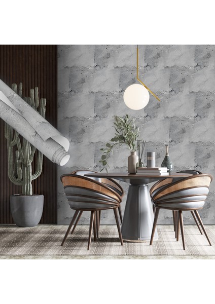 Gri Alçı Sıva Desenli Yapışkanlı Folyo, Duvar Görünümlü Folyolar, Mutfak, Tezgah, Masa, Dolap Kaplama Folyosu, Isıya Dayanıklı, Su Geçirmez, Yapışkan Folyolar, Sticker, Büyük Ebatlı, Dekoros