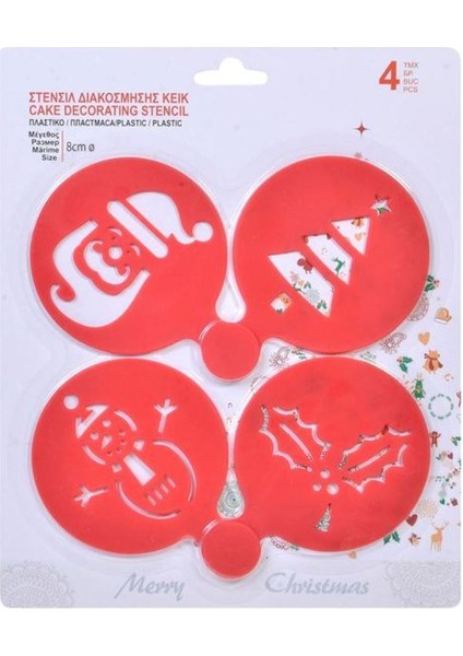 Kırmızı Noel Temalı Silikon 4'lü Kahve Desen Kalıbı