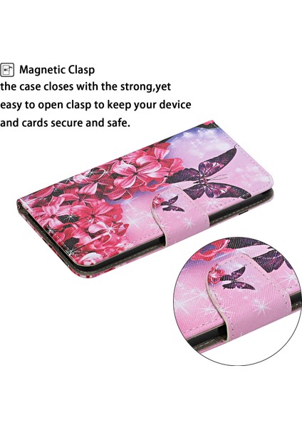 Tpu+Pu Deri Cüzdan Stand Samsung Galaxy A12- Kelebek ve Çiçek Için Krayer ile Telefon Koruyucu Kılıf (Yurt Dışından)