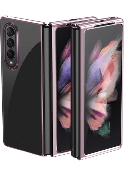 Elektrokaplama Çerçevesi Damla Geçirmez Pc Telefon Kapağı Samsung Galaxy Z Fold3 5g-Rose Altın Için Katlanır Kılıf (Yurt Dışından)