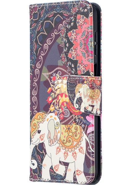 Desen Baskı Cüzdan Samsung Galaxy A12-MALANDA ve Elephant Için Deri Deri Telefon Kabuğu (Yurt Dışından)