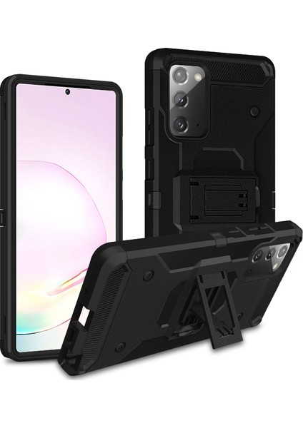 Samsung Galaxy NOTE20 Için 4g/5g Kickstand Pc+Tpu Combo Kılıf Karbon Fiber Doku Kemer Kipi Kılıf Kapağı (Yurt Dışından)