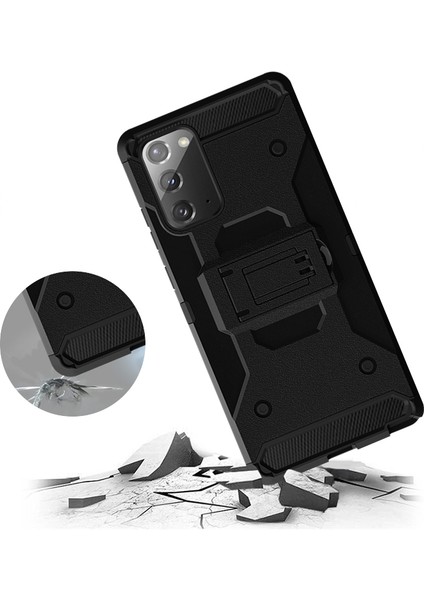 Samsung Galaxy NOTE20 Için 4g/5g Kickstand Pc+Tpu Combo Kılıf Karbon Fiber Doku Kemer Kipi Kılıf Kapağı (Yurt Dışından)