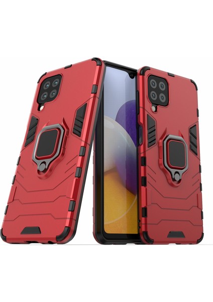 Samsung Galaxy M32 (Global Versiyon) Için Ring Tutucu Kickstand ile Kazanmaya Uyumsal Sert Pc+Yumuşak Tpu Hibrid Telefon Kılıfı Kapak (Yurt Dışından)