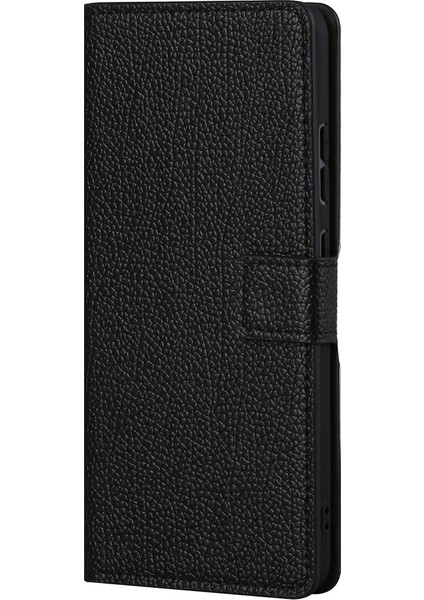 Samsung Galaxy A23 Için 5g Litchi Doku Pu Deri Deri Cüzdan Kılıfı Manyetik Toka Stand Kapak Black (Yurt Dışından)
