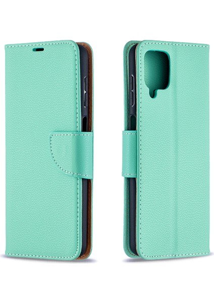 Litchi Cilt Cüzdan Samsung Galaxy A12-YEŞIL Için Saf Renkli Telefon Kılıfı (Yurt Dışından) fiyatları