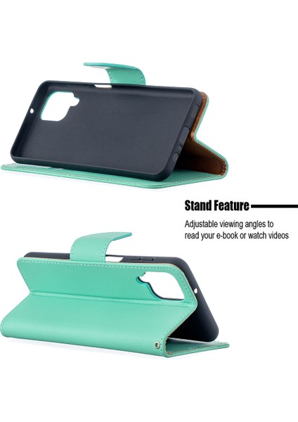 Litchi Cilt Cüzdan Samsung Galaxy A12-YEŞIL Için Saf Renkli Telefon Kılıfı (Yurt Dışından) indirimleri