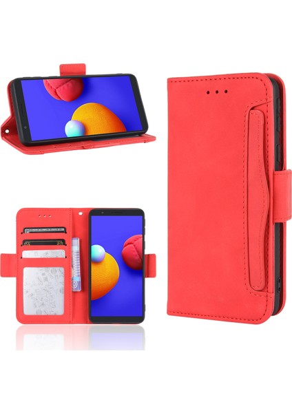 Samsung Galaxy A01 ÇEKIRDEK/M01 Çekirdek Kırmızı Için Stand Kabuğu ile Cüzdan Deri (Yurt Dışından)