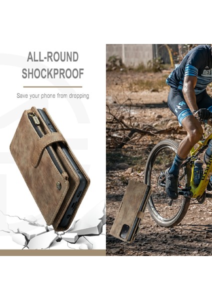 Samsung Galaxy S20 Fe 2022/S20 Fe 4G/S20 Fe 5G/S20 Lite-Brown Için Çoklu Kart Yuvası ve Fermuar Cepi ile Anti-Çizelge Tam Vücut Koruyucu Kapak (Yurt Dışından) modelleri