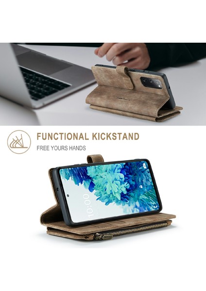 Samsung Galaxy S20 Fe 2022/S20 Fe 4G/S20 Fe 5G/S20 Lite-Brown Için Çoklu Kart Yuvası ve Fermuar Cepi ile Anti-Çizelge Tam Vücut Koruyucu Kapak (Yurt Dışından) fırsatları