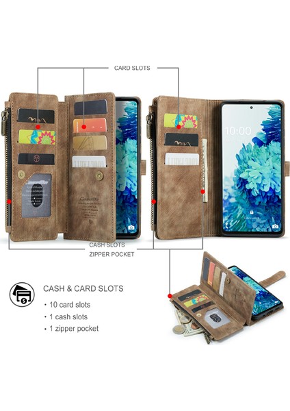 Samsung Galaxy S20 Fe 2022/S20 Fe 4G/S20 Fe 5G/S20 Lite-Brown Için Çoklu Kart Yuvası ve Fermuar Cepi ile Anti-Çizelge Tam Vücut Koruyucu Kapak (Yurt Dışından) indirimleri