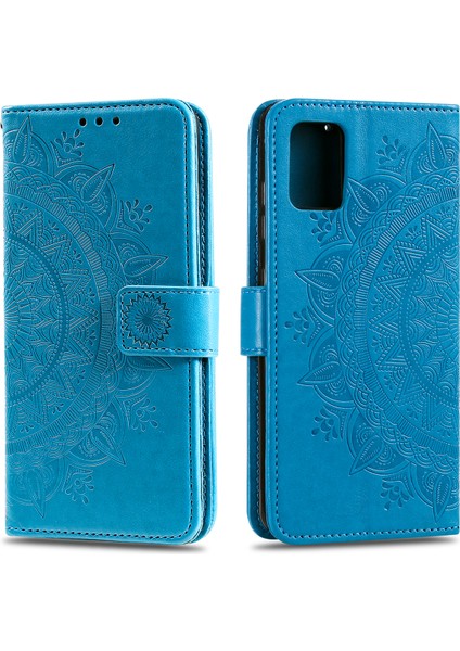 Samsung Galaxy A31-BLUE Için Baskı Çiçek Deri Serin Cüzdan Kılıfı (Yurt Dışından)