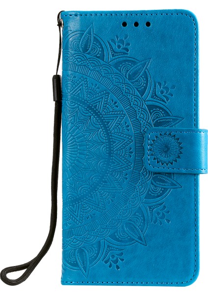 Samsung Galaxy A31-BLUE Için Baskı Çiçek Deri Serin Cüzdan Kılıfı (Yurt Dışından)