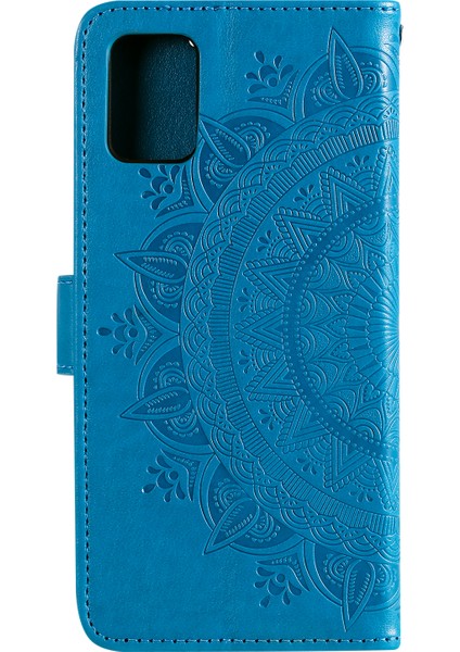 Samsung Galaxy A31-BLUE Için Baskı Çiçek Deri Serin Cüzdan Kılıfı (Yurt Dışından)