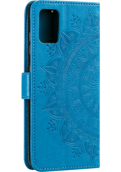 Samsung Galaxy A31-BLUE Için Baskı Çiçek Deri Serin Cüzdan Kılıfı (Yurt Dışından)