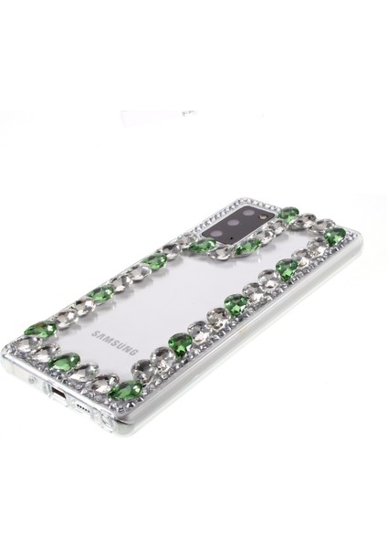 Samsung Galaxy NOTE20 ULTRA/NOTE20 Ultra 5g-Green Için Kristal Rhinestone Dekorasyon Tpu Kılıfı (Yurt Dışından)