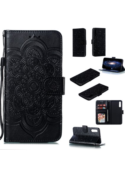 Samsung Galaxy A50/A50S/A30'LAR Için Mandala Çiçek Deri Cüzdan Kılıfı Telefon Kapak Black (Yurt Dışından)
