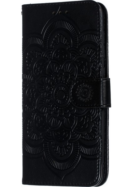 Samsung Galaxy A50/A50S/A30'LAR Için Mandala Çiçek Deri Cüzdan Kılıfı Telefon Kapak Black (Yurt Dışından)