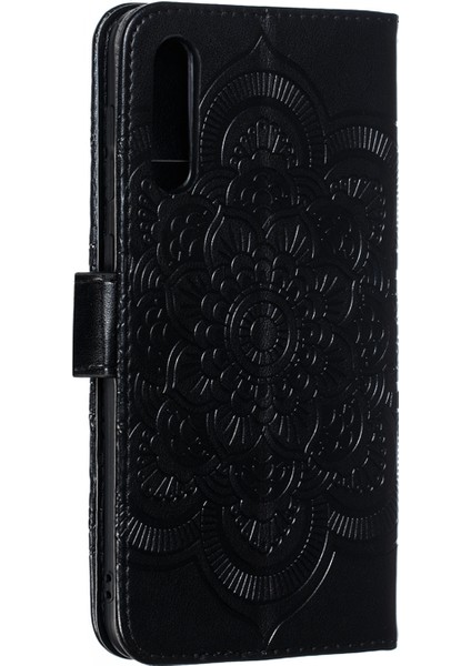 Samsung Galaxy A50/A50S/A30'LAR Için Mandala Çiçek Deri Cüzdan Kılıfı Telefon Kapak Black (Yurt Dışından)