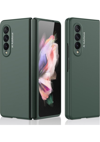 Şık Ultra Ince Tam Koruma Hassas Kesim Sabit Pc Koruyucu Telefon Kapağı Samsung Galaxy Z Fold3 5g-Dark Yeşil (Yurt Dışından)