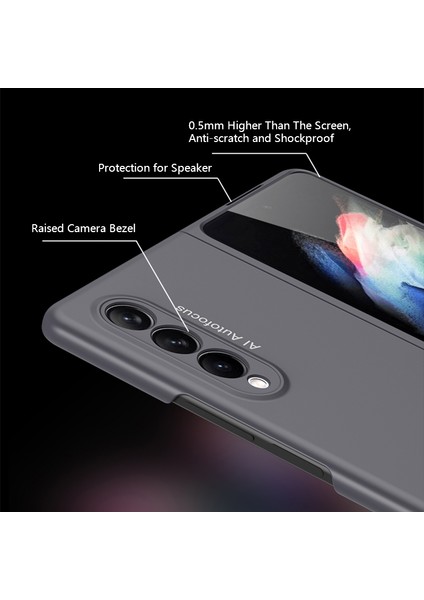 Şık Ultra Ince Tam Koruma Hassas Kesim Sabit Pc Koruyucu Telefon Kapağı Samsung Galaxy Z Fold3 5g-Dark Yeşil (Yurt Dışından)
